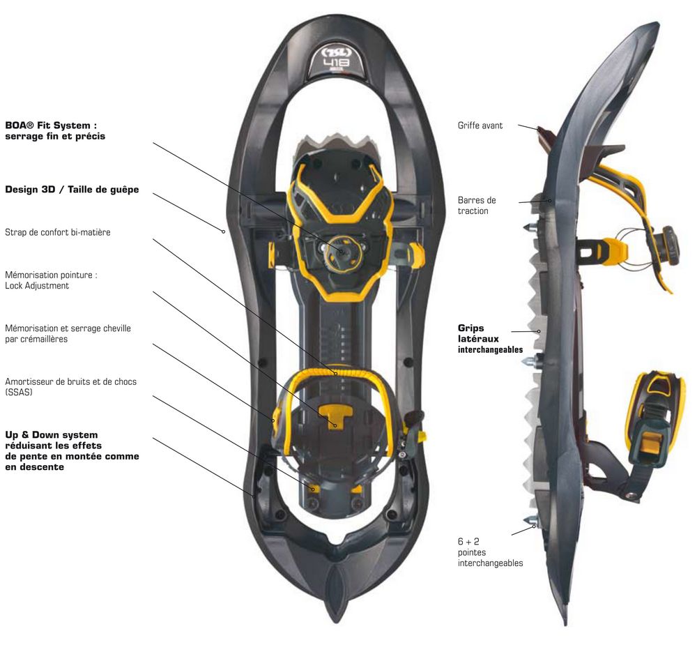 Specifičnosti krplja za snijeg 418/438 Up & Down Fit Grip TSL